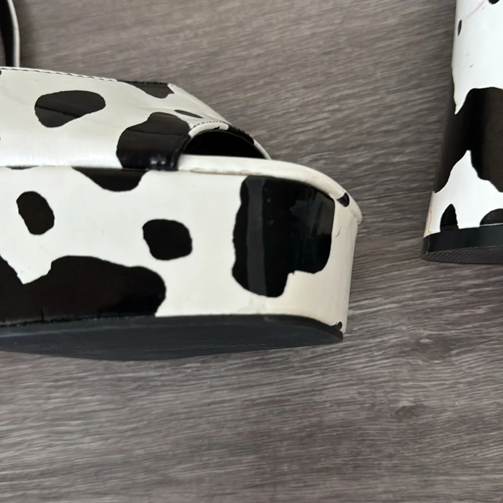 Cow Print Platform Sandals